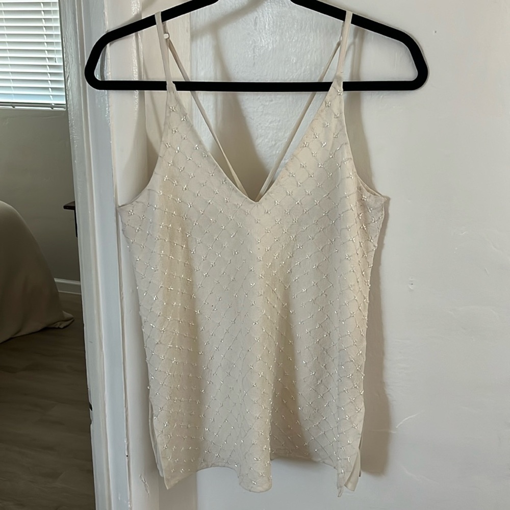 Topshop White Tank Top with sequin/ beading